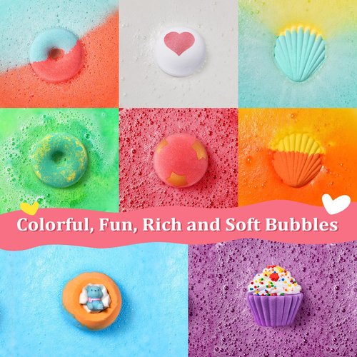 STNTUS INNOVATIONS Bath Bombs, 7 Natural Bath Bomb Gift Set, Bubble Bathbombs for Women Kids, Shea Butter Moisturize, Gifts for Mom Her Girlfriend, Mothers Day Gifts, for Birthday Valentines Christmas