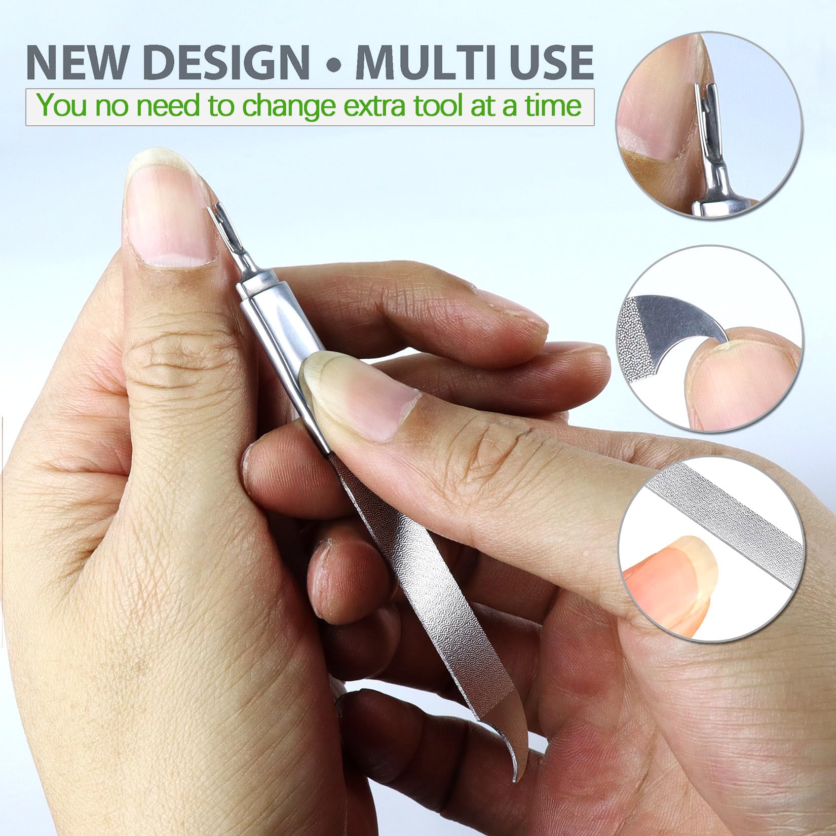 VOGARB Toe Nail Files for Thick Nails, Professional Metal Nail File for Men Women Fingernail and Thick Toenails, Double-Ended and Double-Sided Stainless Steel, 2pcs Set