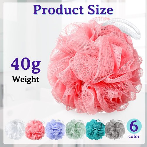 Umigy 36 Pcs Bath Sponge Shower 40g Loofahs Bulk Bath Luffas Exfoliating Body Scrubber Pack Soft Colorful Mesh Balls Puff Bathing Accessories for Men and Women Exfoliating Sponge