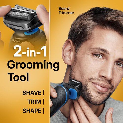 Braun Series 5 5120s Electric Shaver - Wet & Dry Shave with Turbo Mode & Beard Trimmer | Blue