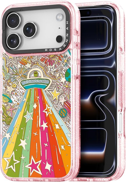 Rosarnnah iPhone 17 Pro Max Case - Cute Glitter Pink ET Alien Design | Durable Shockproof 6.6 ft Drop Protection (6.9")
