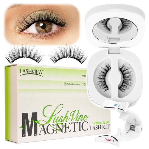LASHVIEW Upgrade Soft Magnetic Eyelashes with Applicator, Reusable Magnetic Lashes Natural Look, No Glue Needed, Windproof & Waterproof for All-Day Comfort (L01)