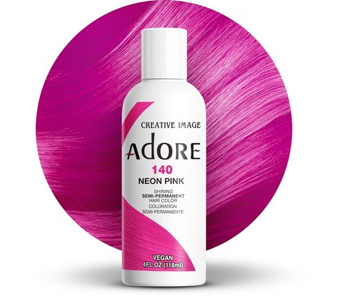 Adore Neon Pink Semi-Permanent Hair Color - Vegan, Cruelty-Free Formula | 4 Fl Oz, No Ammonia, No Peroxide
