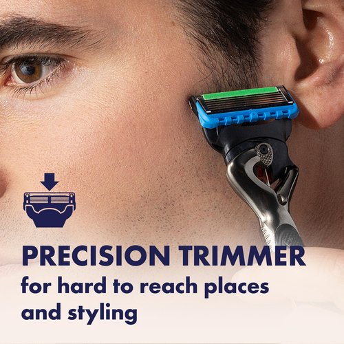 Gillette Fusion5 ProGlide Shaving Razor for Men, Razor Handle, 4 Razor Blade Refills, FlexBall Razor Handle and Precision Trimmer for Men