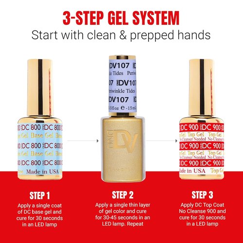 DND Gel Polish - Coquette Collection | UV/LED Gel & Air Dry Nail Lacquer Duo - 107 Periwinkle Tides, 0.5 Fl Oz
