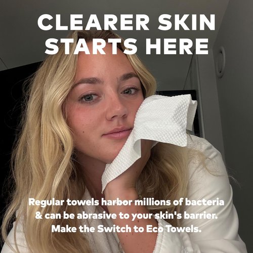 MakeUp Eraser Cloud Clean Eco Towelettes, Certified 100% USDA Biobased Face Towel, Biodegradable Disposable Face Towelette, Dry Wipe Made From Ultra Soft, 100% Eucalyptus Fibers, 60ct., 1 pack