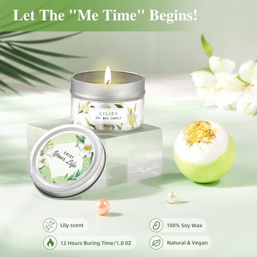 HSOEIXL Gifts for Women, Birthday Gifts for Women, Bath and Body Gifts Set, Lilies Self Care Set,Christmas Mothers Day Relaxing Spa Basket for Mom, Grandma, Girlfriend, Sister, Friends