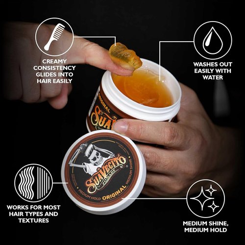 Suavecito Pomade Original Hold - Medium Shine Water-Based Hair Gel, 2.3 oz | Flake-Free & Easy Wash Out