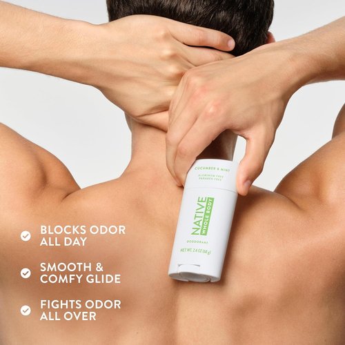 Native Whole Body Deodorant - Cucumber & Mint Scent | 72-Hour Odor Protection, Aluminum-Free, 2.3oz