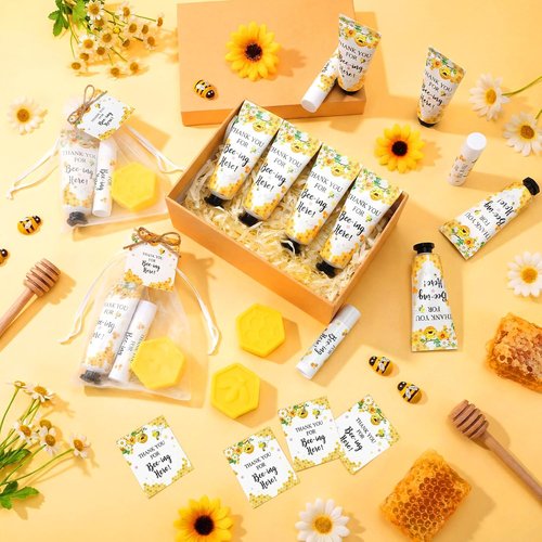 Skiennix Bee Themed Baby Shower Favors - 75 Pcs Sweet As Can Bee Lip Balms & Honeycomb Soap