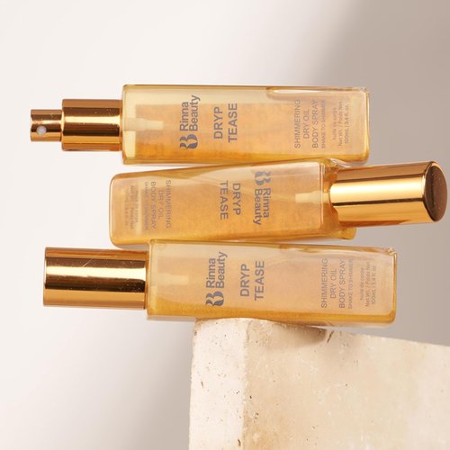 Rinna Beauty Dryp Tease Dry Body Oil Spray - Shimmering Moisturizer for Dry Skin | Vegan & Cruelty-Free - 3.4 Fl Oz