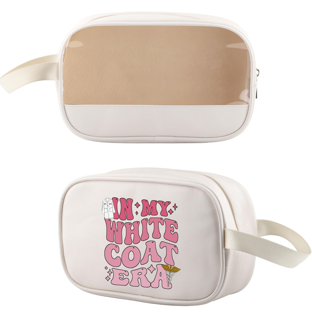 WSNANG In My White Coat Era Makeup Bag White Coat Ceremony Gift Future Doctor Zipper Bag Nurse Practitioner Gift (White Coat TB)