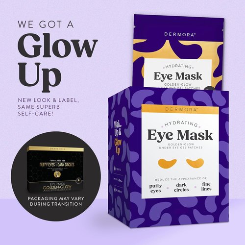 DERMORA Golden Glow Under Eye Patches - Rejuvenating Treatment for Dark Circles & Puffy Eyes | 15 Pairs