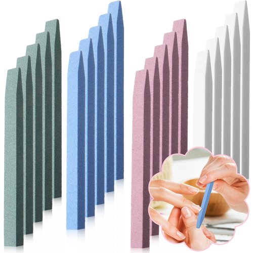 Mudder 20 Pcs Stone Nail File Pumice Stick for Fingernails Pumice Rock Nail Cuticle Pusher Rock File for Home Salon Toenail Buffing Tool (4 Colors)
