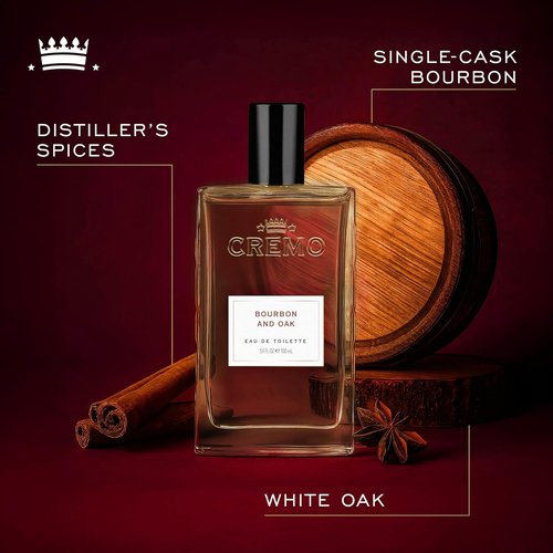 Cremo Cologne For Men - Bourbon & Oak Spray | Sophisticated Distiller’s Spice & Fine Bourbon, 3.4 Fl Oz