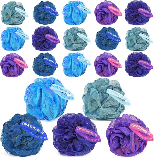 20 Pack Mini Shower Loofah Bath Sponge 20G, Soft Travel Size Nylon Mesh Puff for Body Wash, Loofah Shower Exfoliating Scrubber Pouf for Women and Men, Full Cleanse, Beauty Bathing Accessories
