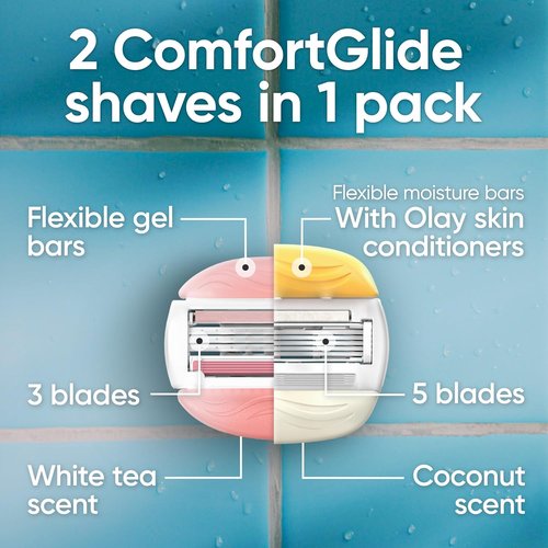 Gillette Venus ComfortGlide Women's Razor Blade Refills - White Tea & Olay, 6 Count Total