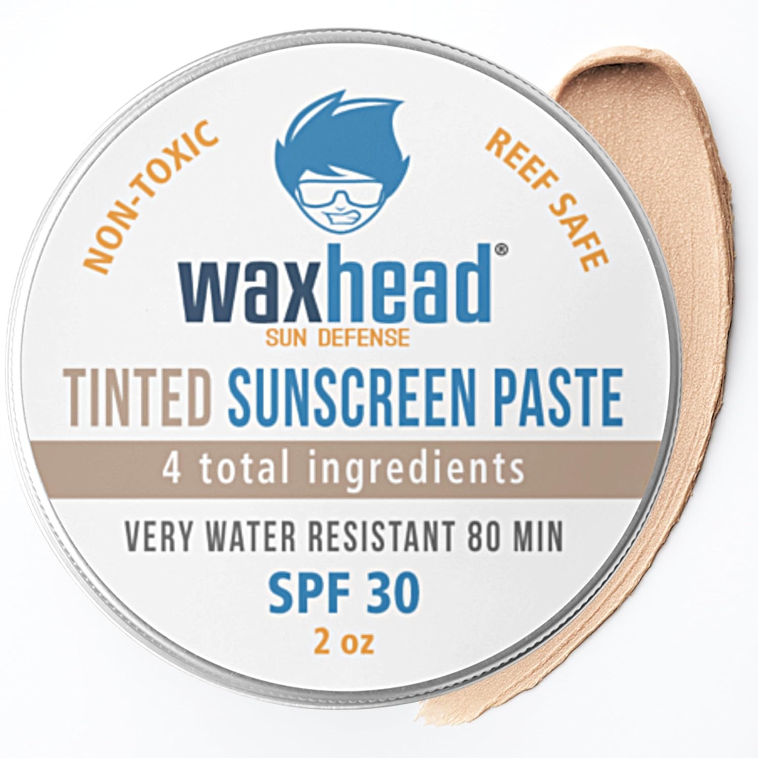 Waxhead Tinted Mineral Sunscreen SPF 30 - Reef-Safe Zinc Oxide Face Protection | Travel Size 2 oz Tin