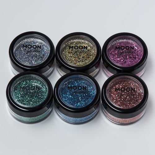 Holographic Glitter Shakers by Moon Glitter – 100% Cosmetic Glitter for Face, Body, Nails, Hair and Lips - 0.17oz - Set of 8 colours