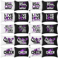 Pinkunn 20 Pcs Cheer Makeup Bags Bulk Cheer Team Gifts for Women Canvas Makeup Case Cheerleader Teams Gifts Zipper Cosmetic Pouch for Cheerleading Party Favors Supplies(Purple)