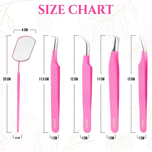 SV Lash Tweezers | Lash Extension Tweezers Set | 5Pcs Stainless Steel Eyelash Extension Tweezers Set | Volume/Isolation Nail Art Curved Tweezers
