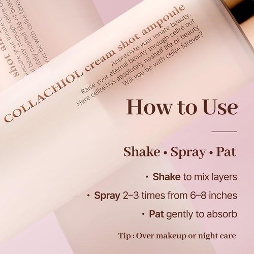 Cellre Collachiol Cream Shot Ampoule – 3-in-1 Toner, Serum & Cream Mist | Collagen + Bakuchiol Complex for Smooth, Moisturized, and Healthy-Looking Skin | 145 ml & Travel Size 55 ml