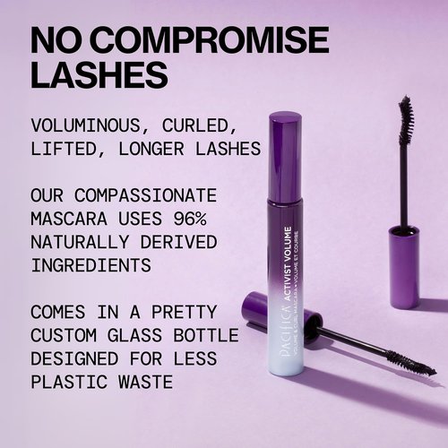 Pacifica Beauty Activist Curling Mascara - Black | Volume & Length | Vegan Brush in Glass Tube