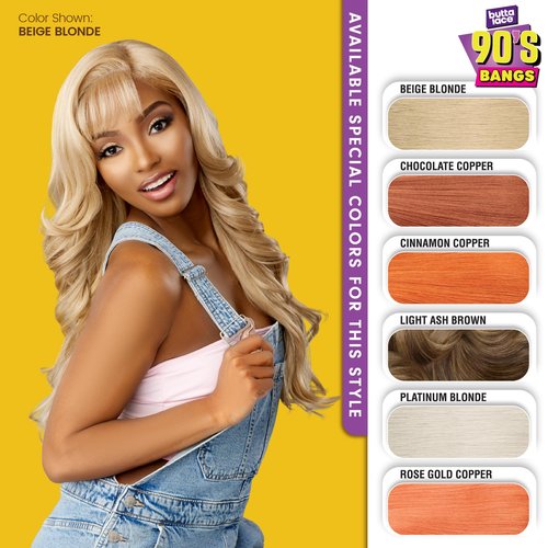 Sensationnel Butta Lace 90Sbangs Wigs - Unit 902 Glueless Wide Deep Part Synthetic Preplucked Hairline (1B OFFBLACK)