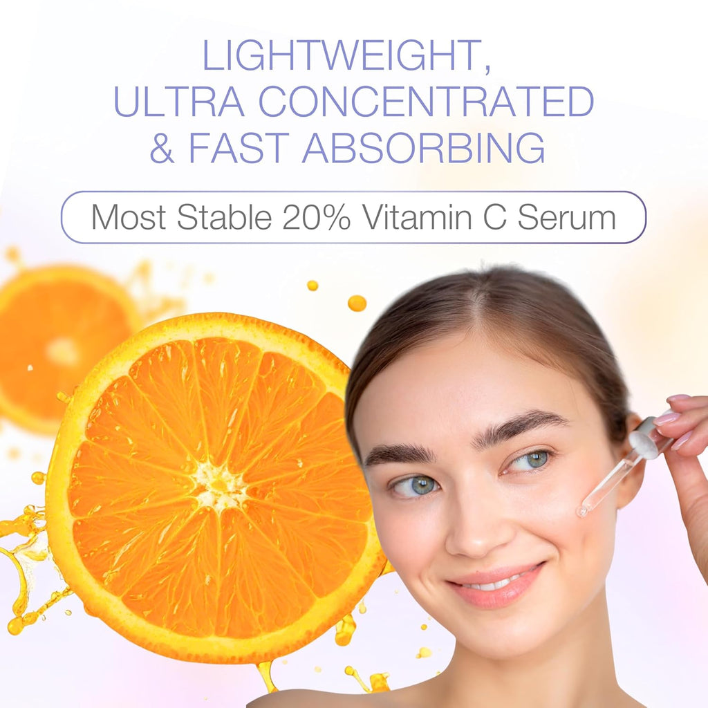 YOUN Beauty 20% Vitamin C Face Serum - Hydrating Formula with Hyaluronic Acid & Vitamin E | 60 ml