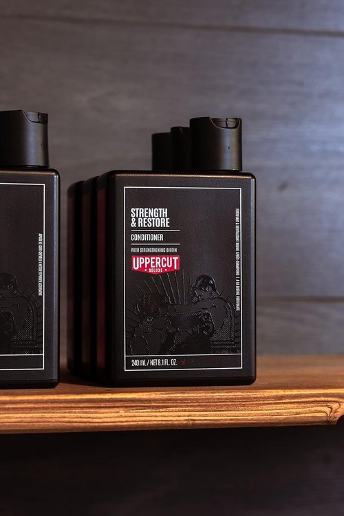 Uppercut Deluxe Conditioner - Strength & Restore 8oz | Biotin & Caffeine for Thin, Fine Hair | Moisturizing Daily Care