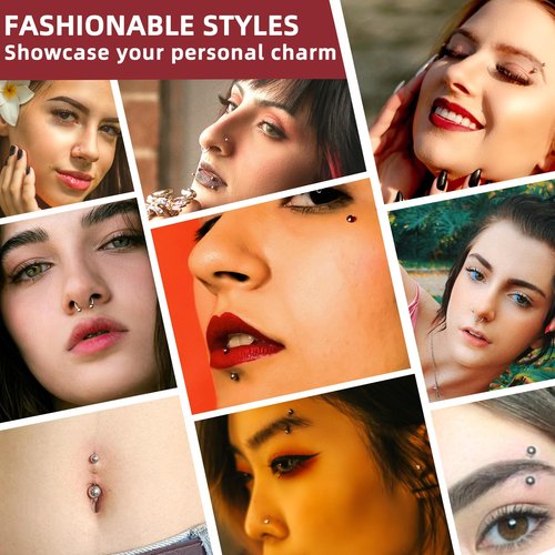 TKKUY 103PCS Piercing Kit for all Body Piercings Stainless Steel Piercing Jewelry with 12G 14G 16G 20G Piercing Needles and Tools for Nose Septum Belly Button Lip Ear Tongue Cartilage Eyebrow Tragus
