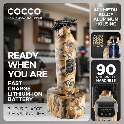 Cocco Hyper Veloce Pro Trimmer - Cordless Graphene Blade Edger with High-Torque Motor & Charging Base