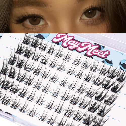 Lash Clusters Cat Eye False Eyelashes, Wispy Natural Cluster Lashes, J Curl 12–14MM Individual Winged Lash Extensions, Soft Fake Eyelash Beginner-Friendly