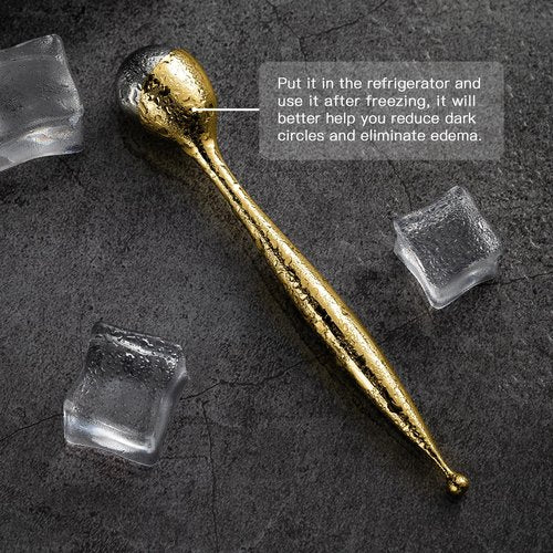 LISAPACK Metal Eye Cream Roller Wand, Face Massage, Facial Massager for Applicator, Reduce Puffiness (Gold)