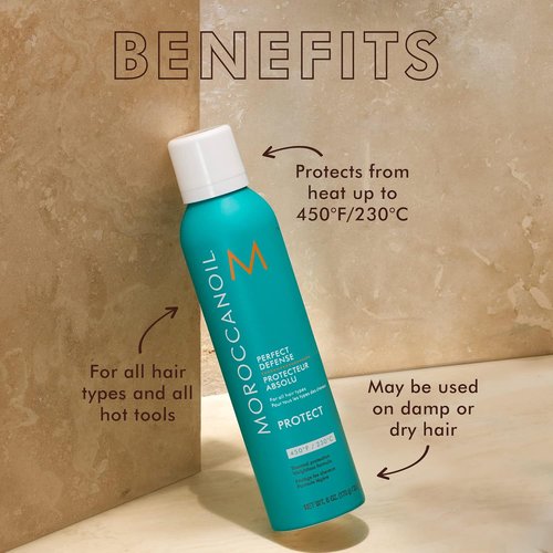 Moroccanoil Smooth Style Heated Brush & Perfect Defense Spray Bundle - Ultimate Hair Care Set