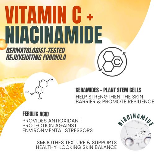 Alozera Vitamin C Facial Serum - Anti-Aging Niacinamide & Ferulic Acid for Radiant Skin | 1 oz