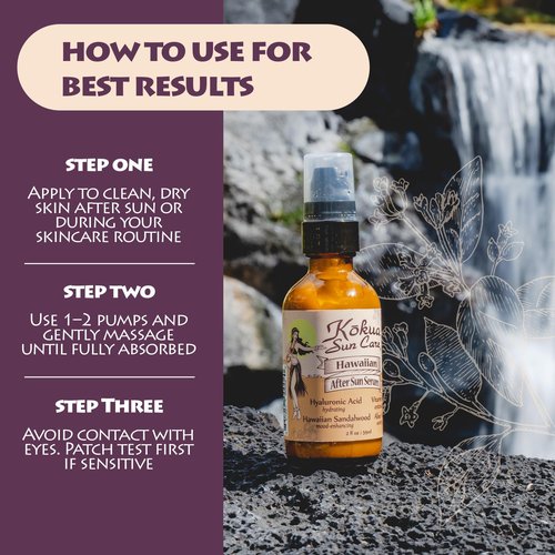 Kokua Sun Care After Sun Serum with Aloe Vera | 2oz | Hyaluronic Acid & Sandalwood | Vitiman C | After Sun Lotion, Aleo Vera Gel For Face, Sunburn Relief, Beach Vacation Essentials, Travel Size Lotion