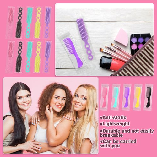 Hair Brush and Combs Bulk Individually Wrapped for Homeless,Disposable Hair Combs Bulk Hair Brushes Detangling Hairbrush for Women Shelter Nursing Hotel Church Charity Supplies100