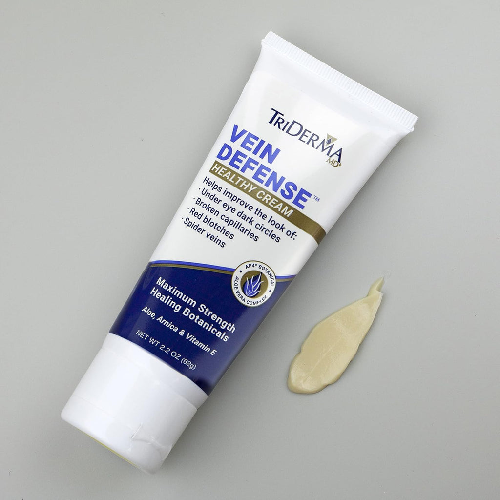 TriDerma Vein Defense Cream - 2.2 Ounces for Healthy Skin, Reduces Spider Veins & Dark Circles