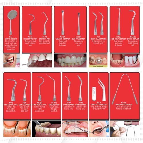 Jimy Dental Tools Set of 10Pcs, Professional Plaque Remover (10 Pack Dental Tools)