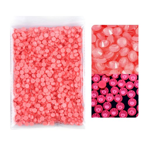 Blinginbox Flatback Rhinestones Round Gems, 1440pcs Luminous Series Glass Stones Neon Gems Non Hotfix Crystal Rhinestones for Nail Charms Crafts Clothes Tumblers,Living Coral Neon,SS20.
