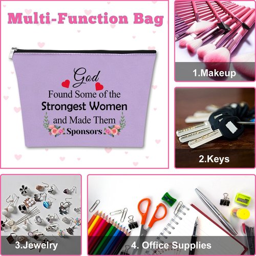 Sponsor Gift for Women Makeup Bag Sponsor Appreciation Gift AA NA Addiction Recovery Gift Cosmetic Bag Confirmation Sponsor Gift Sponsor Thank You Gift Alcoholics Anonymous Gift Sobriety Gift（Purple）