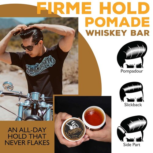 Suavecito Pomade Firme Hold - Whiskey Bar Scent 4 oz | Strong, Flake-Free Hair Gel for All Styles