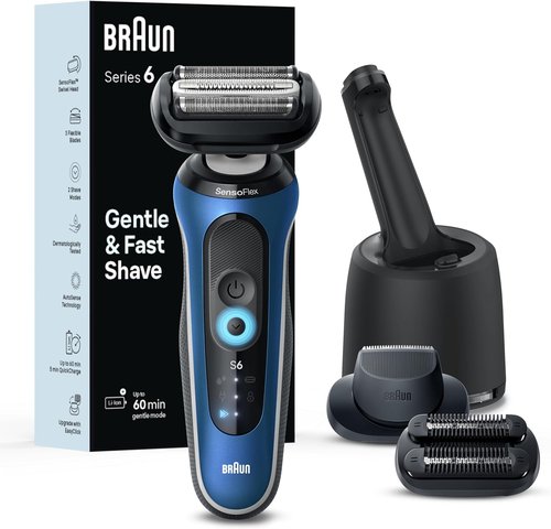Braun Electric Shaver - Series 6 6177cc | Wet & Dry Shaving, Turbo & Gentle Modes, Blue