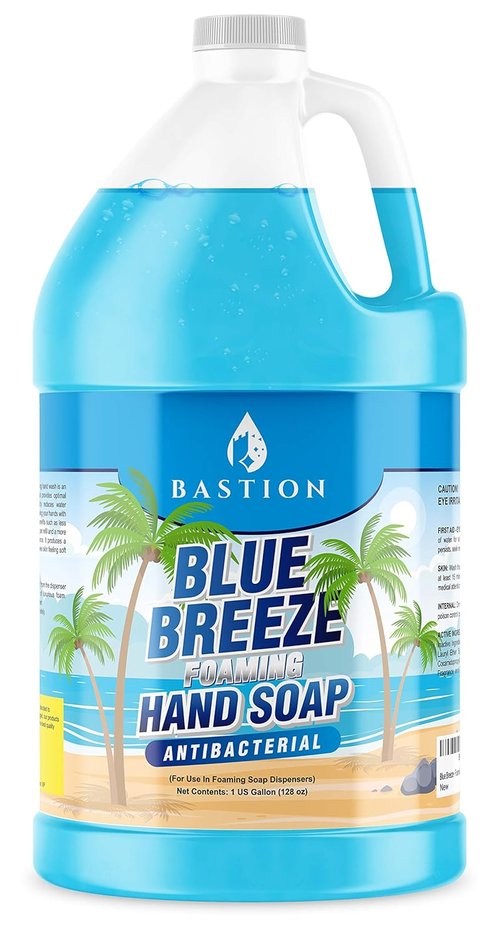 Bastion Blue Breeze Antibacterial Foaming Hand Soap - 1 Gallon Refill | Rich Lather & Moisturizing Formula