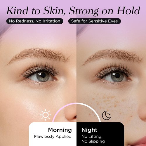 BEYELIAN Self Adhesive Eyelashes Natural Look, Pre Glued Wispy False Lashes No Glue Required, Faux Mink Eyelashes 5 Pairs ZCV-204