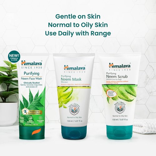 Himalaya Purifying Neem Face Wash, Normal to Oily Skin with Turmeric, Vegan, Soap Free, Paraben Free, Dermatologically Tested, SLS/SLES Free, 5.07 Fl Oz., 150 mL, 2 Pack