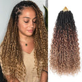 9 Packs Crochet Hair 18Inch Goddess Locs with Curly Ends Long Bohemian River Pre Looped Crochet Hair for Black Women(18inch,1B/30/27)
