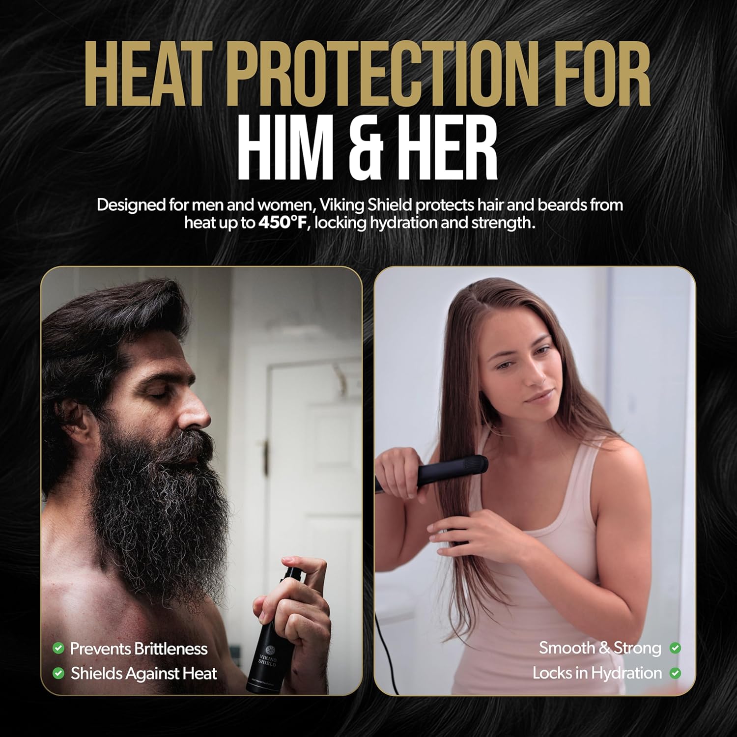 Viking Shield Beard Spray - Heat Protectant for Men | Argan Oil Thermal Protector - 4 Fl Oz