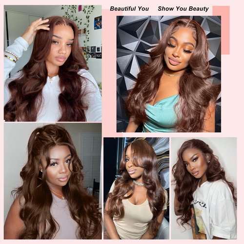 BOSTK 200 Density Chocolate Brown Human Hair Wig 13x6 Hd Lace Front Body Wave Wigs Human Hair Pre Plucked 4# Brown Wigs Human Hair 12 Inch for Women